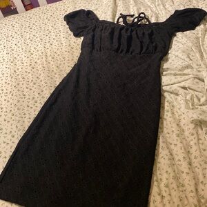 black lace mini dress